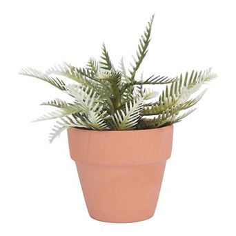 Artificial Sago Palm Plant in Ceramic Pot, Small Fake Potted Cycas Tree Office Home Decor 6.3"H