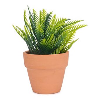 Artificial Sago Palm Plant in Ceramic Pot, Small Fake Potted Cycas Tree Office Home Decor 6.3"H