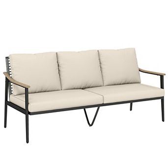 Outsunny 3 Seater Outdoor Couch Patio Sofa with Cushions