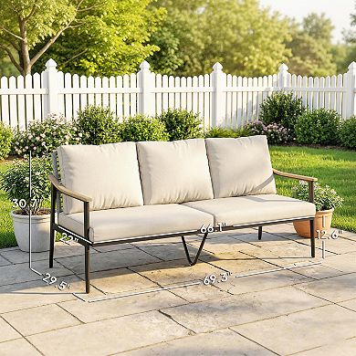 Outsunny 3 Seater Outdoor Couch Patio Sofa with Cushions