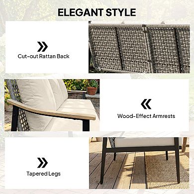 Outsunny 3 Seater Outdoor Couch Patio Sofa with Cushions
