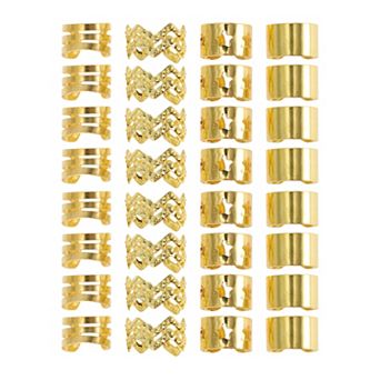 32 pc Hollow Different Style Hair Cuffs Dreadlock Gold Tone
