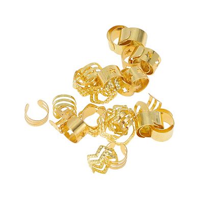 32Pcs Hollow Different Style Hair Cuffs Dreadlock Gold Tone