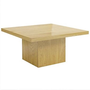 HOMCOM Square Coffee Table, Center Table w/ 1.6" Thick Top, Light Brown