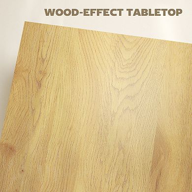 HOMCOM Square Coffee Table, Center Table w/ 1.6" Thick Top, Light Brown