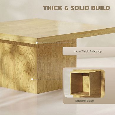 HOMCOM Square Coffee Table, Center Table w/ 1.6" Thick Top, Light Brown