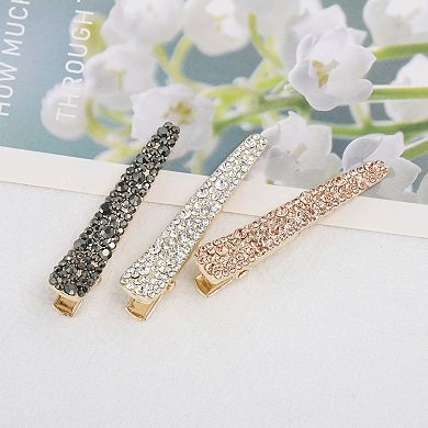 2.36"x0.39"x0.55" 1Pc Shiny Rhinestone Hair Clip Silver