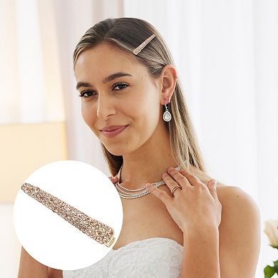 2.36"x0.39"x0.55" 1Pc Shiny Rhinestone Hair Clip Silver