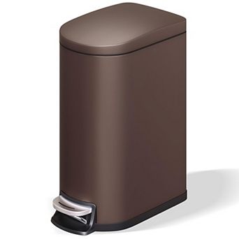 Bathroom Trash Can, Stainless Steel Step-On Garbage Bin w/ Soft Close Lid, Removable Inner Bucket