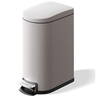 Bathroom Trash Can, Stainless Steel Step-On Garbage Bin w/ Soft Close Lid, Removable Inner Bucket