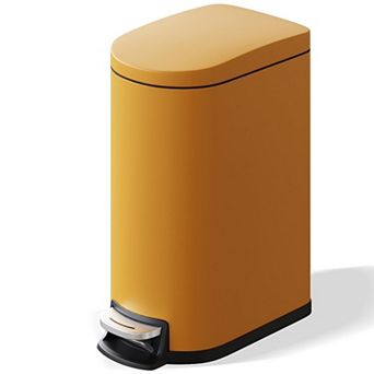Bathroom Trash Can, Stainless Steel Step-On Garbage Bin w/ Soft Close Lid, Removable Inner Bucket