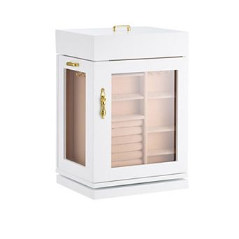 KWPZQEB Rotating Jewelry Organizer Modern Display Jewelry Box, White