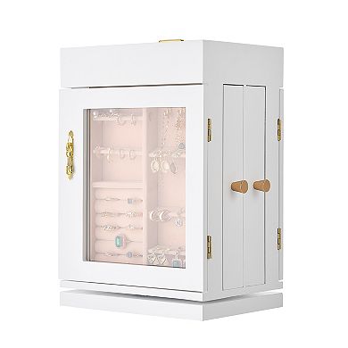 KWPZQEB Rotating Jewelry Organizer Modern Display Jewelry Box, White