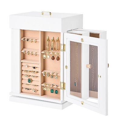 KWPZQEB Rotating Jewelry Organizer Modern Display Jewelry Box, White