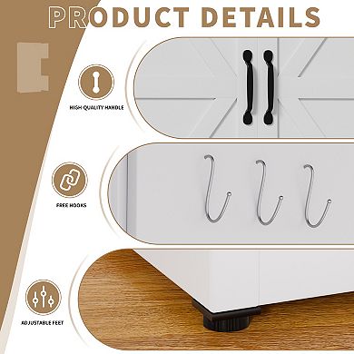 VIYET 71" Tall Steel Kitchen Pantry - Modern Storage Cabinet with Countertop, Drawer & Hooks