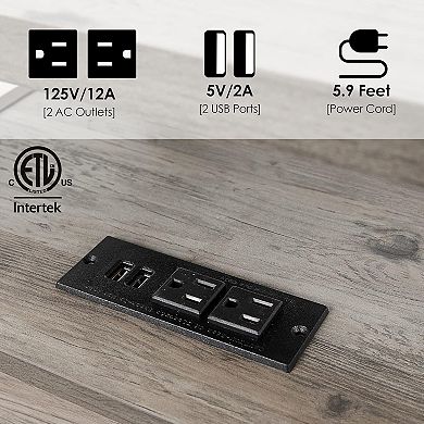 Farmhouse Nightstand with Charging Station, Rustic End Table Besides Table for Bedroom, 2-Pack Set