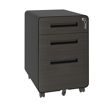 VIYET 3-Drawer Mobile File Cabinet with Lock - Fully Assembled Wide Metal Storage Cabinet on Wheels