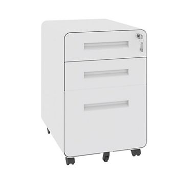 VIYET 3-Drawer Mobile File Cabinet with Lock - Fully Assembled Wide Metal Storage Cabinet on Wheels