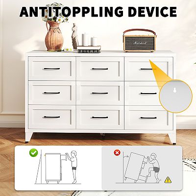 white metal dresser Furniture of America Osurin Rustic White 6-Drawer 62 in. Dresser with Greek  Key Pull Metal Handles IDF-N7440WH-D
