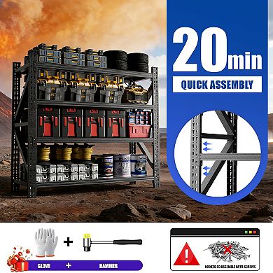 VIYET 5000LBS Heavy Duty Garage Shelving - 4-Shelf Adjustable Industrial Metal Storage Rack