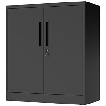 VIYET 35" Metal Storage Cabinet with Lock - 2-Door Heavy Duty Steel Cabinet with Adjustable Shelves