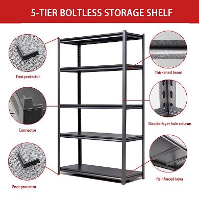 VIYET 72"H Metal Garage Shelving - 5-Tier 2000LBS Heavy Duty 24" Deep Industrial Storage Rack