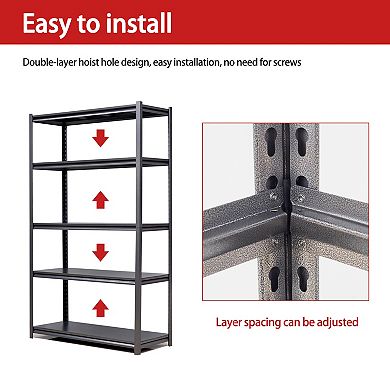 VIYET 72"H Metal Garage Shelving - 5-Tier 2000LBS Heavy Duty 24" Deep Industrial Storage Rack
