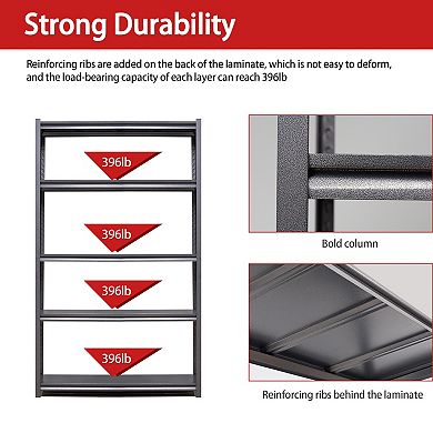 VIYET 72"H Metal Garage Shelving - 5-Tier 2000LBS Heavy Duty 24" Deep Industrial Storage Rack