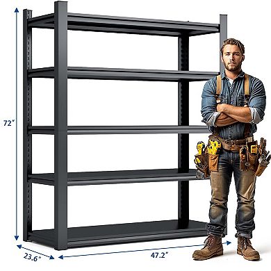 VIYET 72"H Metal Garage Shelving - 5-Tier 2000LBS Heavy Duty 24" Deep Industrial Storage Rack