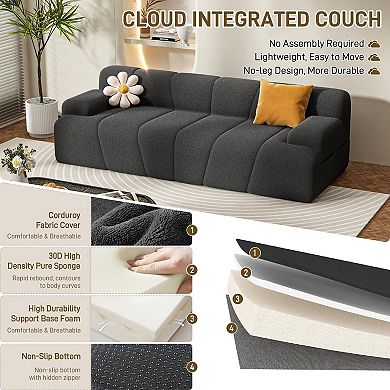 70.9" Memory Foam Cloud Sofa, Chenille Fabric Floor Sofa with Armrests & Removable Cover
