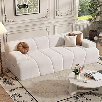 70.9" Memory Foam Cloud Sofa, Chenille Fabric Floor Sofa with Armrests & Removable Cover