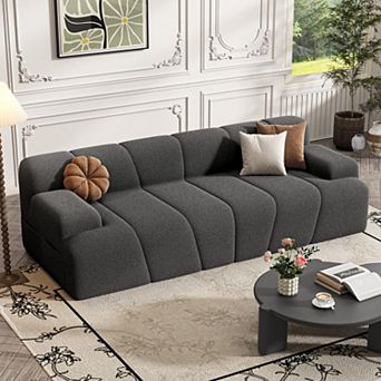 70.9" Memory Foam Cloud Sofa, Chenille Fabric Floor Sofa with Armrests & Removable Cover