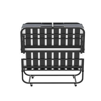 VIYET 75"x46" Extra Wide Folding Bed - 450lbs Heavy Duty Rollaway Bed with 5" Memory Foam Mattress