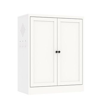 VIYET 35" Metal Pantry Cabinet - Low-Profile Kitchen Storage Organizer with Adjustable Shelves