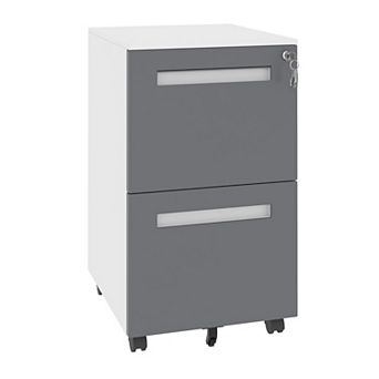 VIYET 2-Drawer Mobile File Cabinet with Lock - Fully Assembled All-Steel Storage Cabinet on Wheels