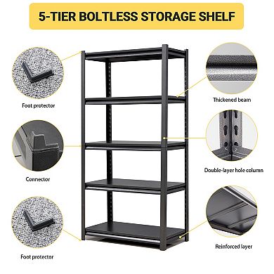 VIYET 63"H Metal Garage Shelving - 5-Tier 2000LBS Heavy Duty Adjustable Industrial Storage Rack
