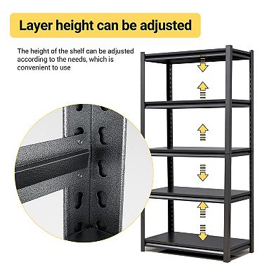 VIYET 63"H Metal Garage Shelving - 5-Tier 2000LBS Heavy Duty Adjustable Industrial Storage Rack