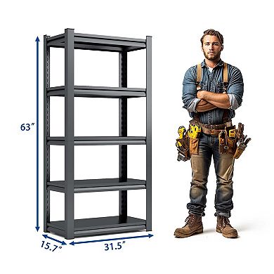 VIYET 63"H Metal Garage Shelving - 5-Tier 2000LBS Heavy Duty Adjustable Industrial Storage Rack
