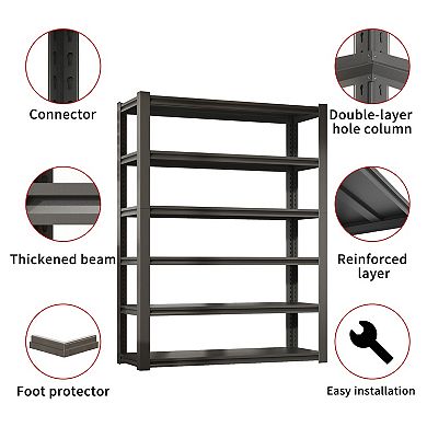 VIYET 82"H Metal Garage Shelving - 6-Tier 2400LBS Heavy Duty Adjustable Industrial Storage Rack