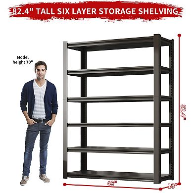 VIYET 82"H Metal Garage Shelving - 6-Tier 2400LBS Heavy Duty Adjustable Industrial Storage Rack