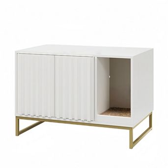 Cat Litter Box Enclosure with Scratch Pad, Hidden Cat Washroom & End Table for Indoor Cats