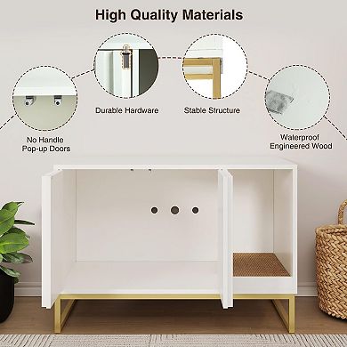 Cat Litter Box Enclosure with Scratch Pad, Hidden Cat Washroom & End Table for Indoor Cats