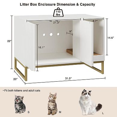 Cat Litter Box Enclosure with Scratch Pad, Hidden Cat Washroom & End Table for Indoor Cats