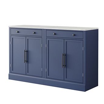 KWPZQEB Freestanding Kitchen Pantry Set of 2, Coffee Bar Cabinet with Drawer & Adjustable Shelves