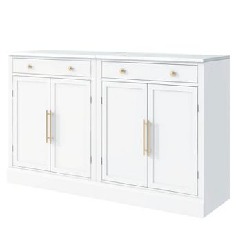 KWPZQEB Freestanding Kitchen Pantry Set of 2, Coffee Bar Cabinet with Drawer & Adjustable Shelves