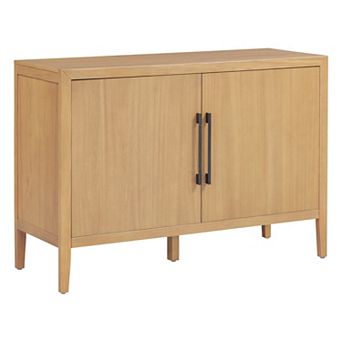 KWPZQEB Farmhouse Pine Veneer Sideboard with Adjustable Feet & Metal Handles for Kitchen