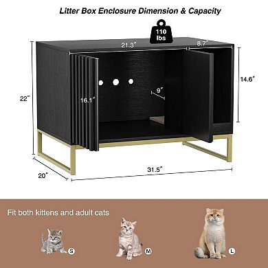 Cat Litter Box Enclosure with Scratch Pad, Hidden Cat Washroom & End Table for Indoor Cats