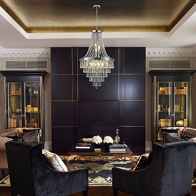 Luxurious Crystal Chandelier 20" Wide x 33" Tall Sparkling Staircase Light for High Ceilings