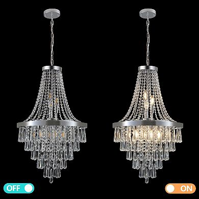Luxurious Crystal Chandelier 20" Wide x 33" Tall Sparkling Staircase Light for High Ceilings