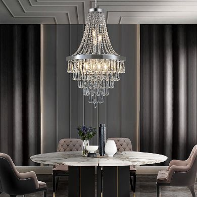 Luxurious Crystal Chandelier 20" Wide x 33" Tall Sparkling Staircase Light for High Ceilings